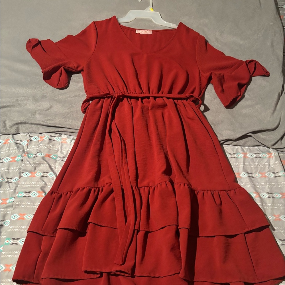 Burnt Orange Knee Length Dress